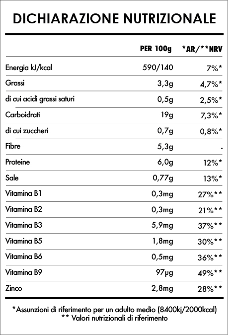 Tabela Nutricional - Crepe Salato Bio